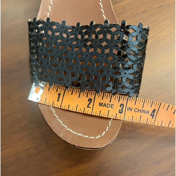 TORY BURCH Cork Wedge Black Leather Heel Sandal - Picture 15 of 15